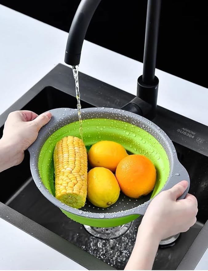 2 Pack Collapsible Colander Set, Emptycolor Foldable Collapsible Strainers for Kitchen, Small Round Colander with Base and Handles for Pasta, Fruit, Vegetables – Space-Saving Kitchen Strainer Baskets - Image 3
