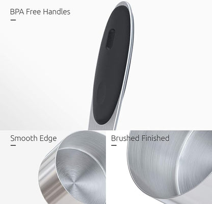 Measuring Cups : U-Taste 18/8 Stainless Steel Measuring Cups and Spoons Set of 10 Piece, Upgraded Thickness Handle(Black) - Image 6