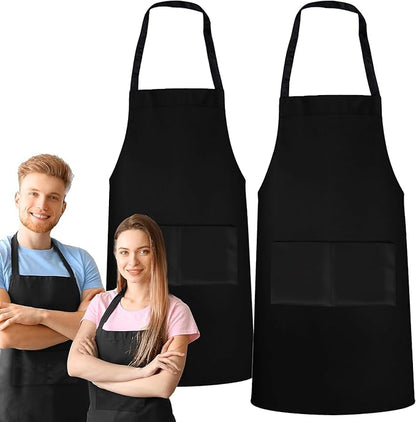 GREEN LIFESTYLE 2 Pack Chef Apron with Pockets – Grilling Aprons for Men, Waterproof Cooking Apron for BBQ, Work or Restaurant Use, Kitchen Aprons for Women with Pockets – Black - Image 8