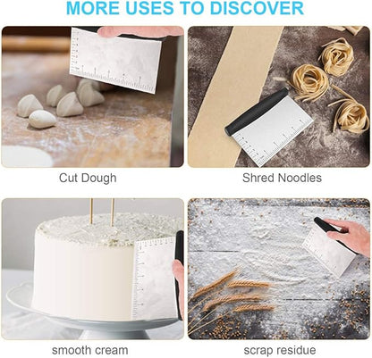 UUBAAR Bench Scraper & Chopper - 6 Inch Stainless Steel Dough Cutter with Contoured Grip, Multi-Purpose Kitchen Tool for Baking Cooking, Food Scraper Chopper & Pastry Knife - Image 5