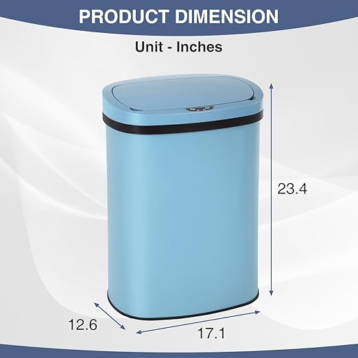 PayLessHere | 13 Gallon Stainless Steel Trash Can | Blue | Automatic Touchless Lid with Motion Sensor | Kitchen Garbage Can with Waterproof Design | for Home, Office, Bathroom | Pack of 1 - Image 7