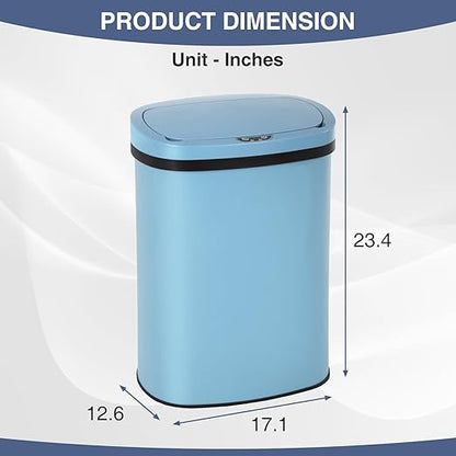 PayLessHere | 13 Gallon Stainless Steel Trash Can | Blue | Automatic Touchless Lid with Motion Sensor | Kitchen Garbage Can with Waterproof Design | for Home, Office, Bathroom | Pack of 1 - Image 7