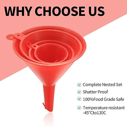 XhjzgcTec 8 Pcs Plastic Funnel Set, Oil Funnels for Filling Bottles or Containers, Multipurpose Wide Mouth Funnels for Kitchen/Laboratory/Garage/Car Liquids/Oil/Dry Goods/Bottles/ - Image 4