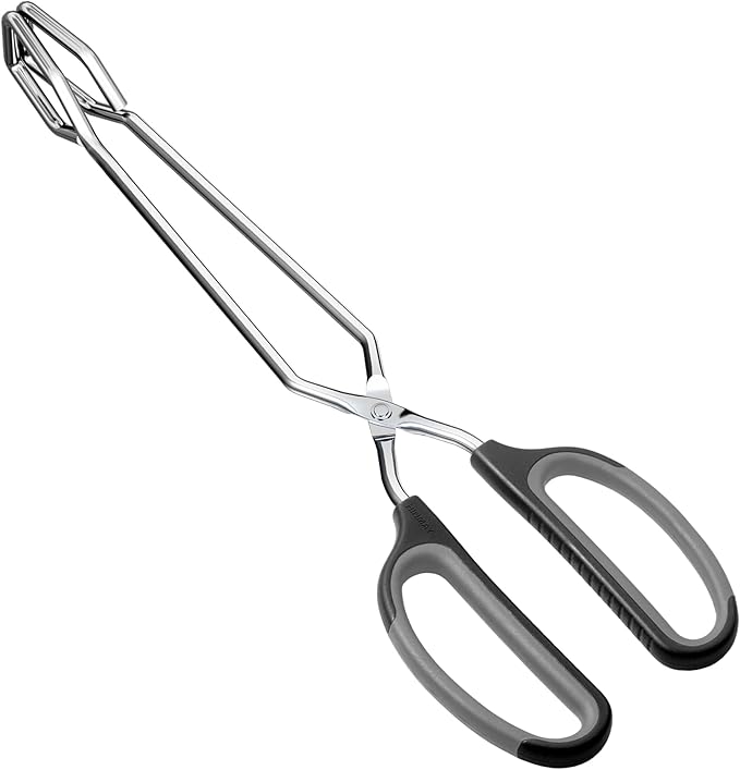 HINMAY Scissor Tongs with Comfort-Grip Handle 12-Inch Cooking Tongs (Black Handle) by HINMAY