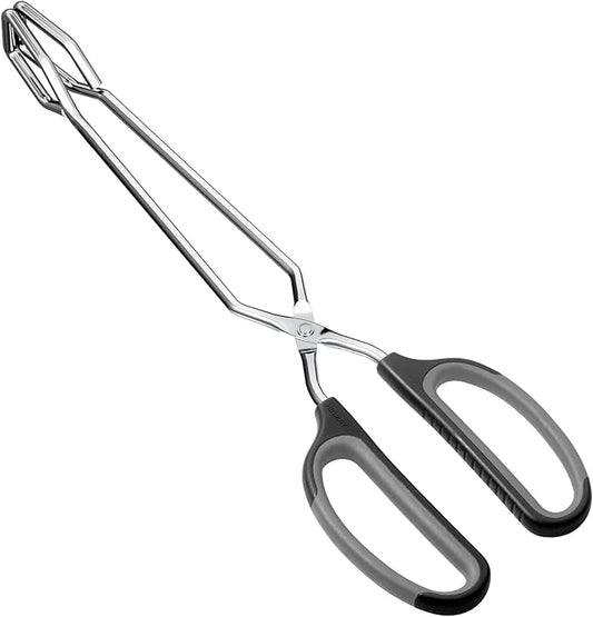 HINMAY Scissor Tongs with Comfort-Grip Handle 12-Inch Cooking Tongs (Black Handle) by HINMAY