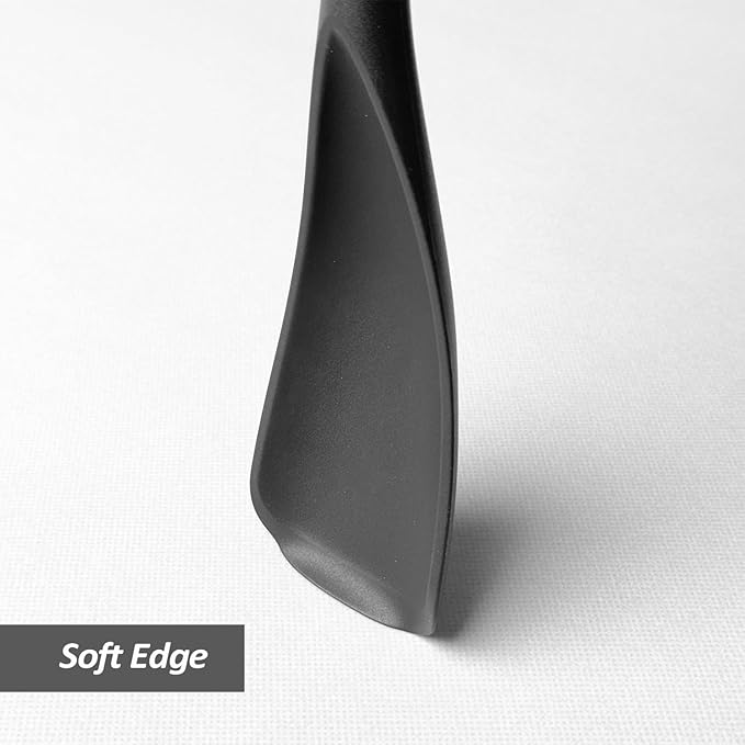 Silicone Spatula Spoon, Great for Both Cooking and Serving Durable BPA-Free Matte Black Silicone, Seamless Design, Safe for Nonstick Cooking Surfaces, 2-Pcs, Black - Image 5