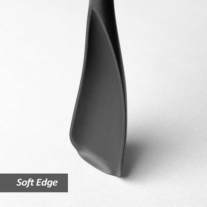 Silicone Spatula Spoon, Great for Both Cooking and Serving Durable BPA-Free Matte Black Silicone, Seamless Design, Safe for Nonstick Cooking Surfaces, 2-Pcs, Black - Image 5
