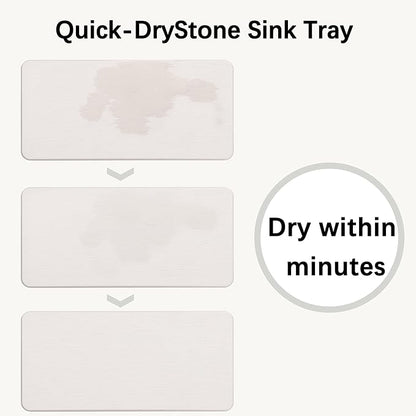 NiuYichee 2 Pcs Water Absorbing Stone Trays, Kitchen/Bathroom Sink Soap Dish, Diatomite Tray Used for Hand Soap & Cosmetic Bottles in the Modern Home, 4" W x 9" L, White