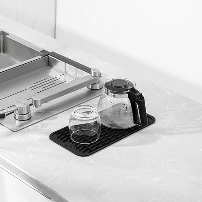 MicoYang Silicone Dish Drying Mat for Multiple Usage,Easy clean,Eco-friendly,Heat-resistant Silicone Mat for Kitchen Counter or Sink,Refrigerator or Drawer Liner Black S 12 inches x 6 inches - Image 6