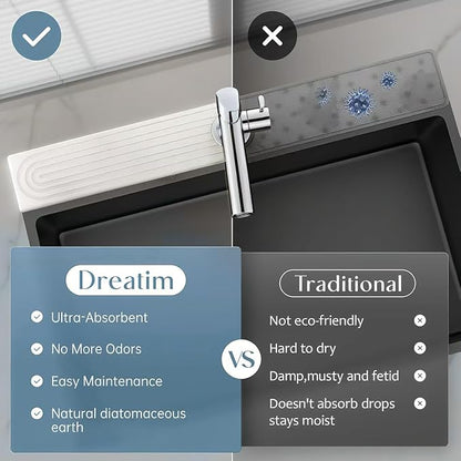 Premium Diatomite Stone Drying Mat for Kitchen Counter - Faucet Mat for Kitchen Sink, Sink Protector & Splash Guard, Quick-Dry Kitchen Sink Mat,Super Absorbent (White, 15.8"x4") - Image 7