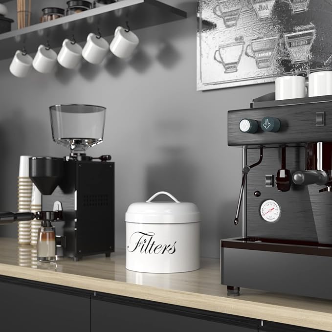Coffee Filter Holder, Basket Storage Container for Counter, Black Small Bar Accessories for Coffee Bar Station(White) - Image 6