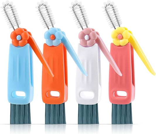 3 in 1 Cup Lid Cleaning Brush, Gap Cleaner Brushs - Home Kitchen Multifunctional Bottle Cleaning Brush Set, Portable Travel Bottle Lid Cleaner Tools, 4 PCS