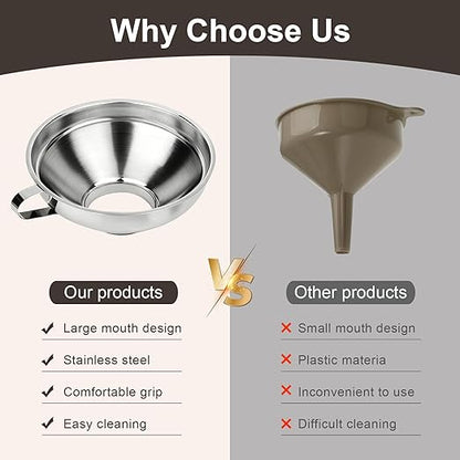 Canning Funnel with Strainer, Wide Mouth Canning Funnels for Filling Wide and Regular Mason Jars, Food Grade Stainless Steel Canning Funnels for Kitchen Use, 3 Pack (Small and Large) - Image 6