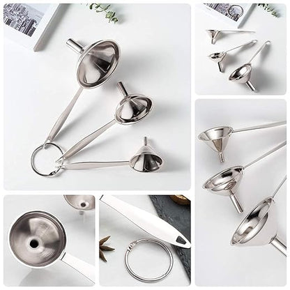 3 in 1 Metal Funnels for Filling Bottles Stainless Steel Small Kitchen Funnel Set for Transferring Essential Oils Liquid Fluid Spice Dry Ingredients Powder, Durable (‎Long-Handled Funnel) - Image 7