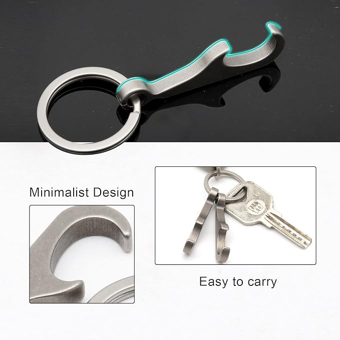 Titanium Bottle Opener, Small Keychain Beer Bottle Opener Can Opener with Stainless Steel Key Ring(2 Packs)