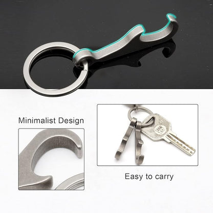 Titanium Bottle Opener, Small Keychain Beer Bottle Opener Can Opener with Stainless Steel Key Ring