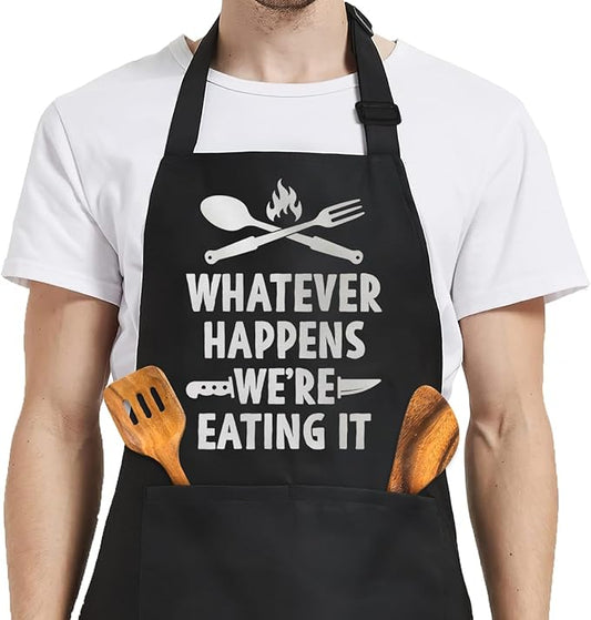SANDJEST Funny Mens Aprons with Pockets for BBQ Grilling Cooking Grandpa Husband Apron for Birthday Christmas Father's Day