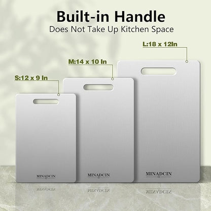 Titanium Cutting Boards For Kitchen, 100% Pure Cut Titanium Cutting Board, Food Grade Quality, Double-sided non-toxic, Easy To Clean, Dishwasher Safe And Will Not Absorb Odors(18L*10W)