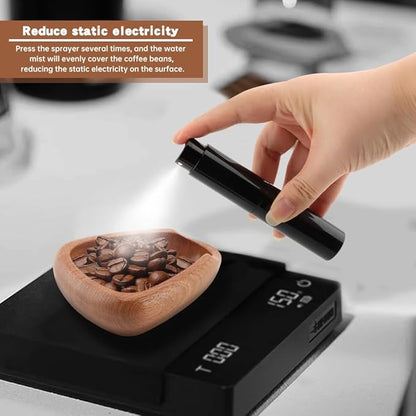 Coffee Bean Dosing Cup,Wood/Ceramic Coffee Dosing Tray Coffees Bean Weighing Tray Weigh Coffees Beans Container,with Spray Bottle Measuring Spoon For Coffe e Or Tea - Image 4