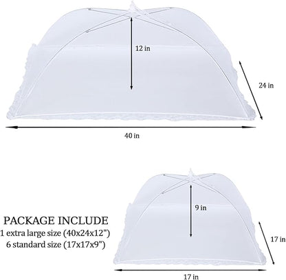 ZMCINER 5 Pack Food Tents Food Covers for Outdoors Mesh Screen Include 1 Extra Large (40"X 24") & 4 Standard (17"X 17") Collapsible and Reusable Mesh Food Covers for Outside, Fruit Cover - Image 2