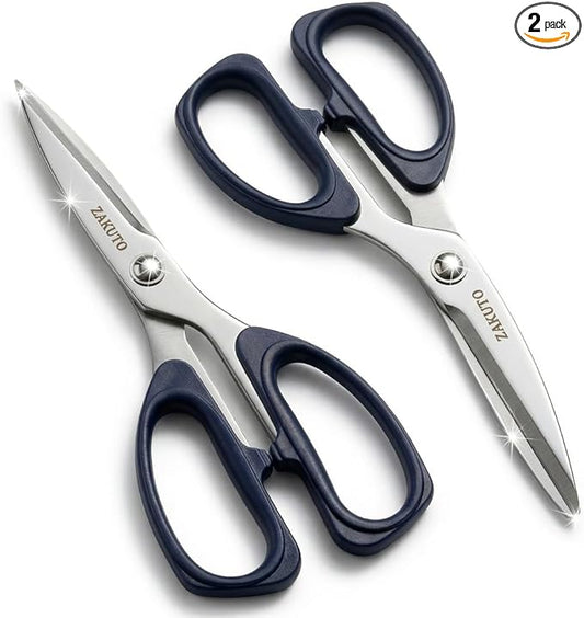 Kitchen Shears 2 Pack – Heavy Duty Stainless Steel Food Scissors for Meat, Poultry & Cooking, Sharp Multipurpose Kitchen Cutting Shears, Dishwasher Safe (6” & 8”)