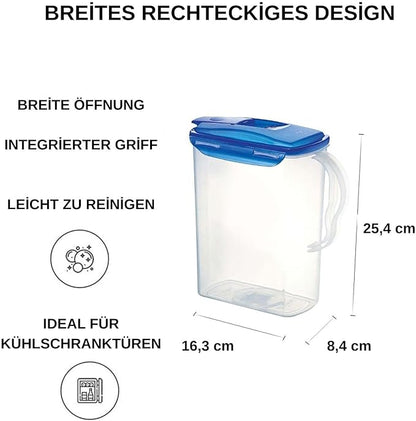 LocknLock Aqua Fridge Door Water Jug with Handle BPA Free Plastic Pitcher with Flip Top Lid Perfect for Making Teas and Juices, 3 Quarts, Blue - Image 4