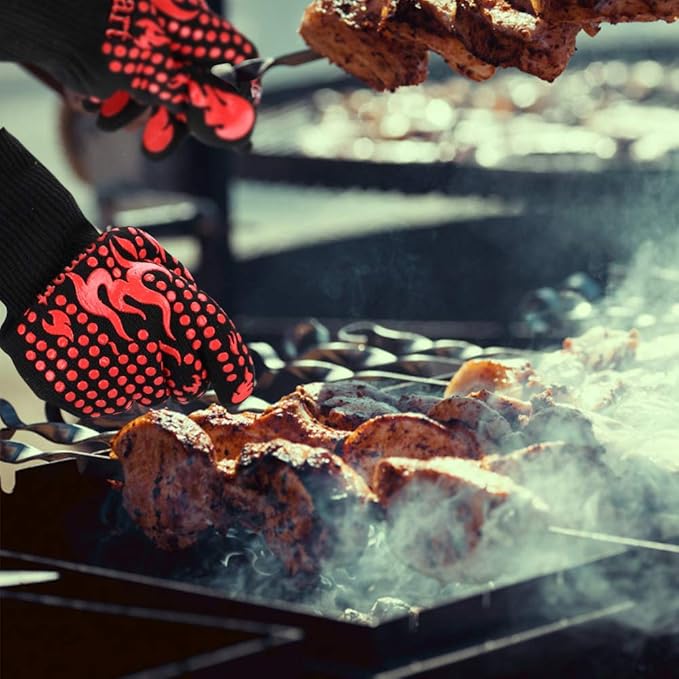 Comsmart BBQ Gloves, 1472 Degree F Heat Resistant Grilling Gloves Silicone Non-Slip Oven Gloves Long Kitchen Gloves for Barbecue, Cooking, Baking, Cutting - Image 6