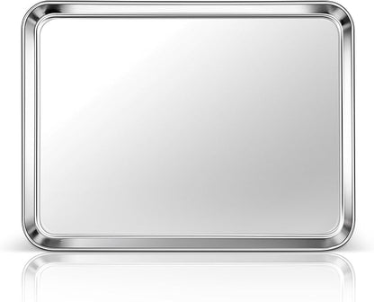 Homikit 1 Pack Baking Sheet, 16x12 Inch Stainless Steel Cookie Tray Set for Oven, Metal Jelly Roll Pan for Baking Cooking Toasting, Rustproof & Non Stick, Mirror Finish & Dishwasher Safe by Homikit