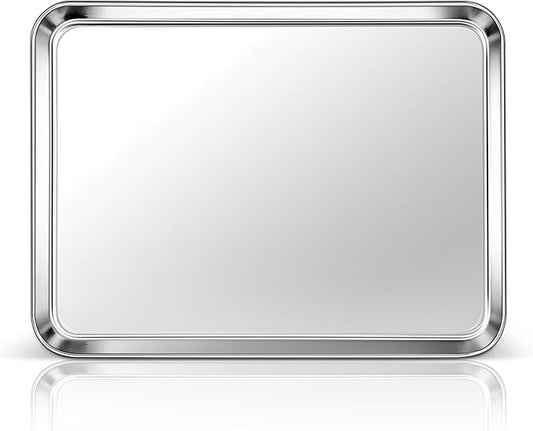 Homikit 1 Pack Baking Sheet, 16x12 Inch Stainless Steel Cookie Tray Set for Oven, Metal Jelly Roll Pan for Baking Cooking Toasting, Rustproof & Non Stick, Mirror Finish & Dishwasher Safe by Homikit