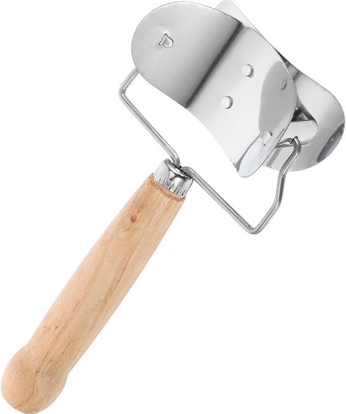 Gatuida Stainless Steel Rolling Pastry Cutter Maker Dumpling Wrapper Circle Roller Cookie Dough Cutting Tool with Wood Handle Kitchen Accessories