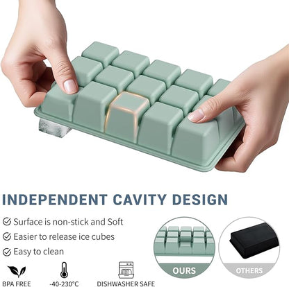Silicone Ice Cube Tray 2 Pack, HANCELANT Ice Cube Mold, Ice Trays for Freezer with Lid for Whiskey, Baby Food, BPA Free, Easy Release - Image 3
