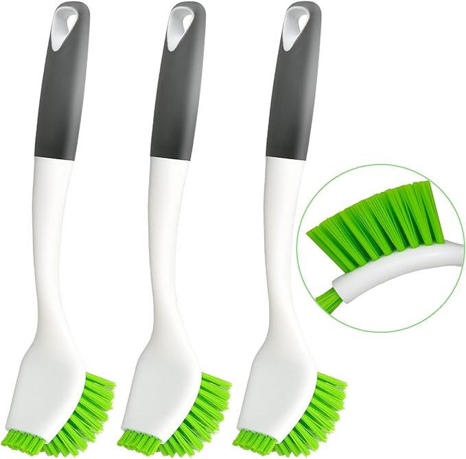 3 Pack Dish Brush,Dish Scrub Brush, Kitchen Scrub Brush for Cleaning Dishes, Double Sided Bristles Scrubber Cleaner for Dishes,Sink,Pots,Pans,Bathroom Shower,Tile,Tubs by ITTAHO
