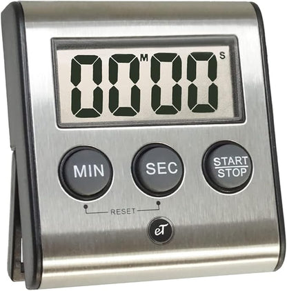 Elegant Digital Kitchen Timer, Stainless Steel Model eT-23, Super Strong Magnetic Back, Loud Alarm, Large Display, Auto Memory, Auto Shut-Off by eTradewinds by eTradewinds