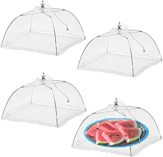 Simply Genius Pop-Up Outdoor Food Covers to Keep Bugs Away - 14 x 14 in, 4 Pack, White - Mesh Food Covers for Picnic & BBQ - Portable Nets for Outside by SimplyGenius