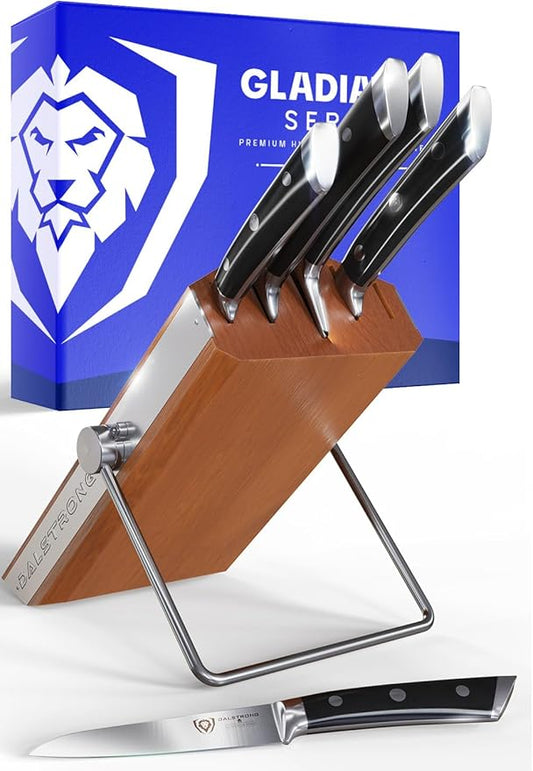 Dalstrong Knife Block Set - 5 Piece - Gladiator Series - with Modular, Multi-Level Block - German High Carbon Steel - Premium ABS Black Handles - NSF Certified by Dalstrong