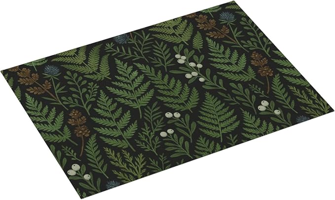 Black Sage Green Plant Dish Drying Mats for Kitchen Counter, Large 18"x24" Dish Mats for Drying Dishes, Microfiber Absorbent Dish Drying Pad Rack Mat Kitchen Decor Reusable Washable