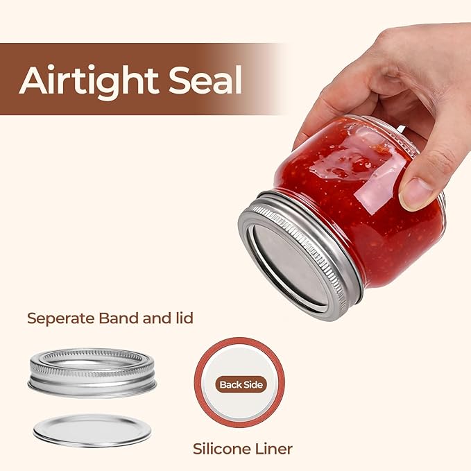 ComSaf 8 oz Regular Mouth Mason Jars,6Pcs Glass Jars for Home Cooks Making Jam and Jelly, and Crafters Creating DIY Candles and Party Favors, Canning Jar with Lids and Rings，Includes Labels & Twine - Image 3