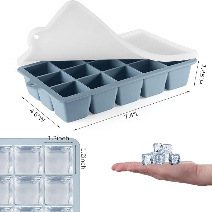 Silicone Ice Cube Tray 3 Pack, HANCELANT Ice Cube Mold, Ice Trays for Freezer with Lid for Whiskey, Baby Food, BPA Free, Easy Release - Image 4