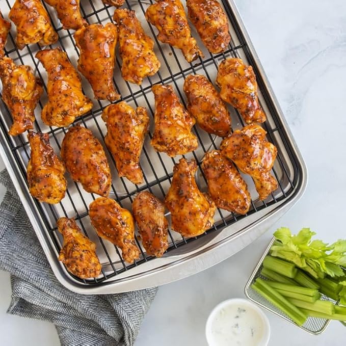 Nordic Ware Oven Crisp Baking Tray 2pc Set Includes Pan and Rack; Natural Aluminum For Air Frying, Crisping, Broiling, Baking; Cooking Surface 17 x 12 Inches - Image 8