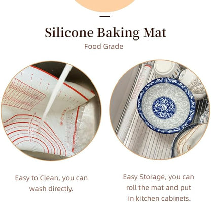 Large 24" x 16" Silicone Baking Mat | Non-Slip Pastry & Dough Mat with Dough scraper | Ideal for Rolling Out Pie Crusts, Fondant, and More | Oven-Safe Silicone Liner (24''L X 16''W) - Image 5