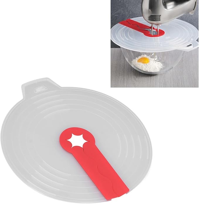 Tissting Splatter Guard for Mixing Bowls, Universal Fit Splash Cover for Cooking Baking - PP Silicone Mixer Screen Protector Prevents Mess While Whipping Cream Beating Eggs Kitchen Accessory