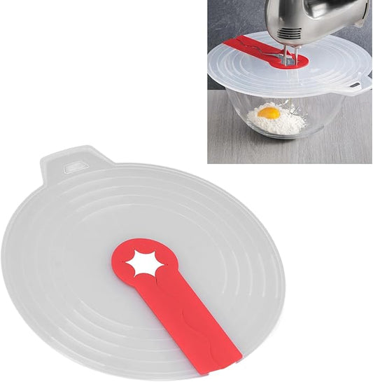 Tissting Splatter Guard for Mixing Bowls, Universal Fit Splash Cover for Cooking Baking - PP Silicone Mixer Screen Protector Prevents Mess While Whipping Cream Beating Eggs Kitchen Accessory