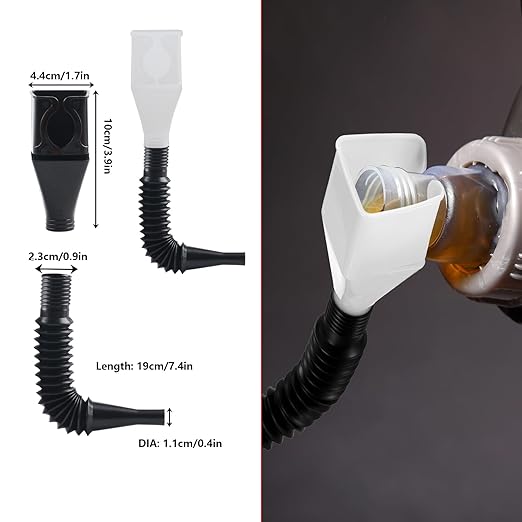 10 Pcs Automotive Funnels Set, Wide Mouth Fuel Funnels, Plastic Long Neck Oil Flexible Right Angle Funnelss, with Detachable Spout and Filter, Plastic Funnel Set for Water/Gasoline/Coolant/Engine Oil - Image 3