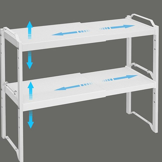 X-cosrack 2 Pack Expandable Kitchen Cabinet Shelf Organizer, Stackable Adjustable Storage Shelves for Pantry Cupboard Kitchen Counter, 20LBS Loading Capacity, Size: W*D*H=20.5 * 8.26" * 8.72" by X-cosrack