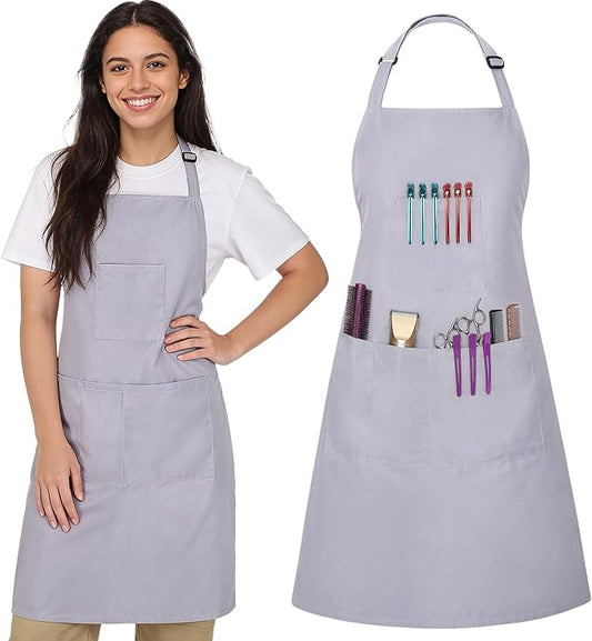 Noverlife Hair Stylist Apron with 4 Pockets, Hair Resistant 34 Inch Long Hairdresser Aprons w/Adjustable Strap for Salon