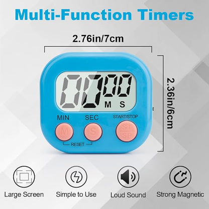 Digital Kitchen Timer, 6 Pcs Classroom Timers for Kids Teacher, Magnetic Countdown Minute Simple Timer for Cooking Study Exercise Game Baking Reading Gym Meeting Work Task Classroom (Blue/Green)