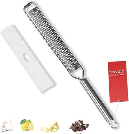 VOVOLY Lemon Zester, Cheese Grater, Parmesan Cheese, Ginger, Garlic, Nutmeg, Chocolate, Citrus, Lime Zester & Grater, Kitchen Tool with Razor-Sharp Stainless Steel Blade by VOVOLY