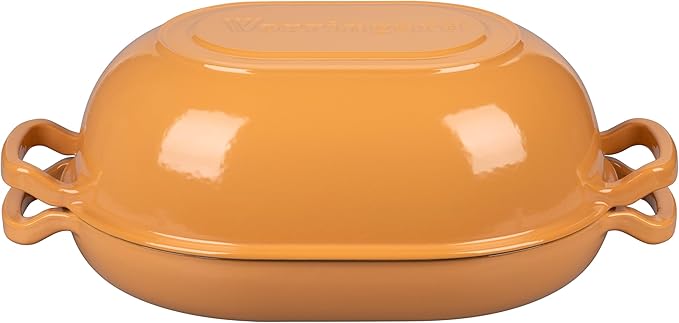 VORRINGARD Enameled Cast Iron Sourdough Bread Oven, Dutch Oven, Loaf Cast Iron Bread Pan for Homemade Bread Baking, Meatloaf Pan with Lid, 7QT, Yellow - Image 7