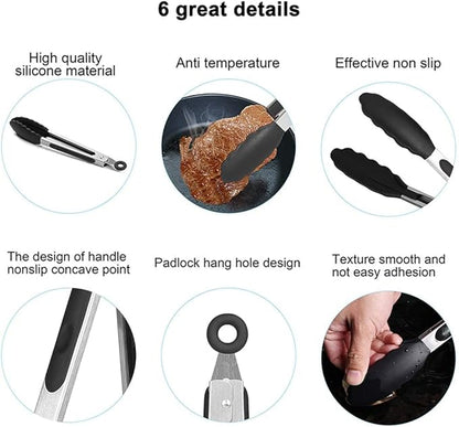 17" Kitchen Tongs with Silicone Tips, High Heat Resistant Grill Tongs in Stainless Steel - Image 3
