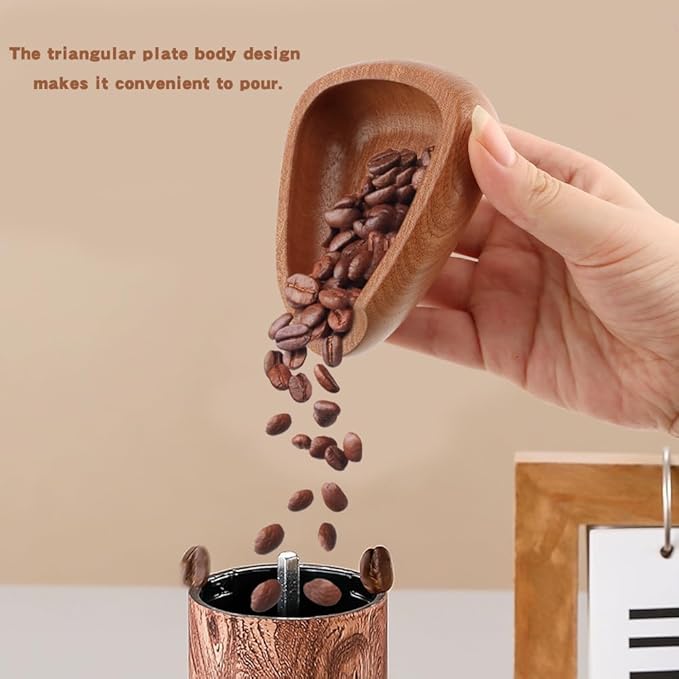 Coffee Bean Dosing Cup,Wood/Ceramic Coffee Dosing Tray Coffees Bean Weighing Tray Weigh Coffees Beans Container,with Spray Bottle Measuring Spoon For Coffe e Or Tea - Image 5